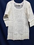 White Cotton Hand Craft Blouse Tunic Top Kurti Cocktail Wear (M)